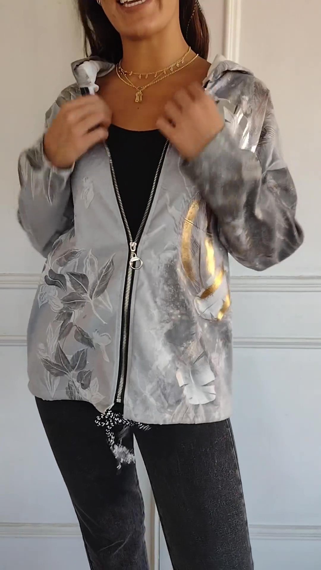 Glossy Printed Jacket