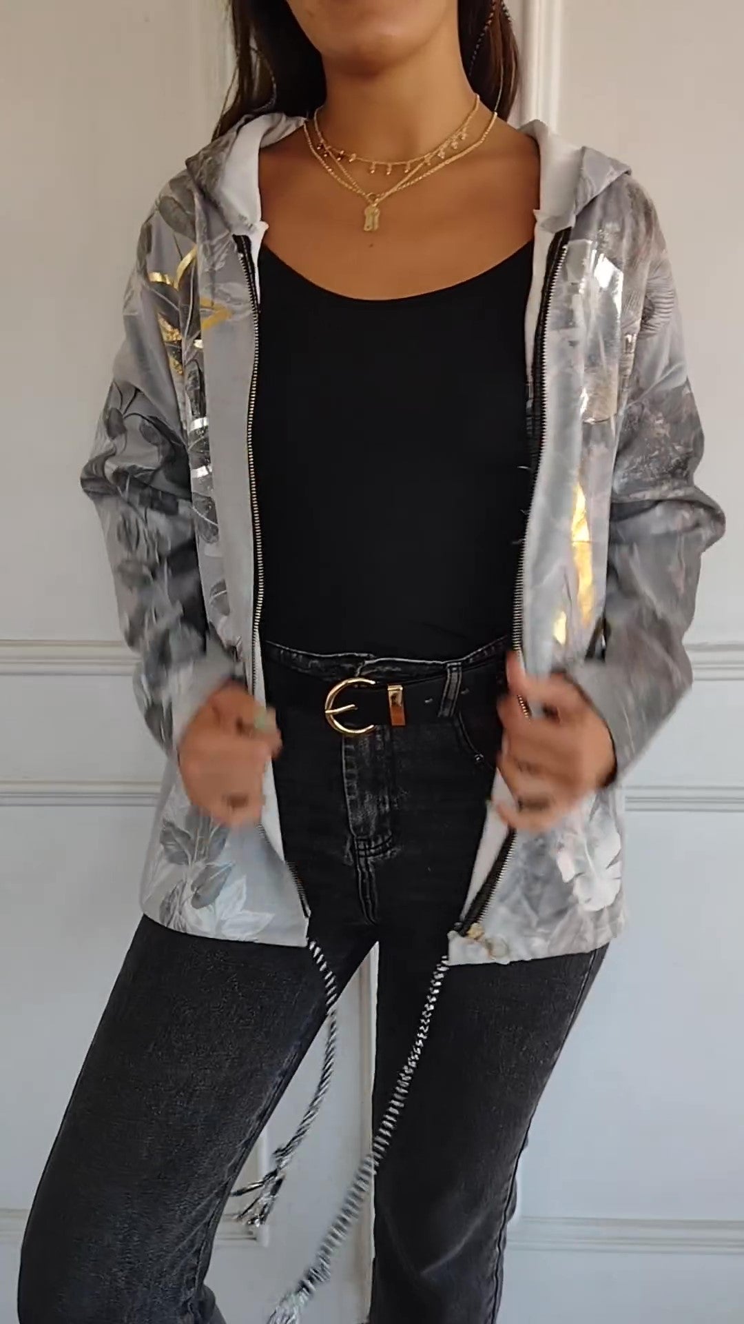 Glossy Printed Jacket