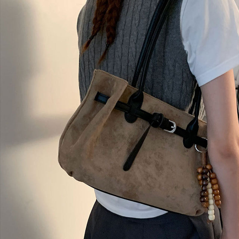 Vintage Large Capacity Suede Tote Bag Underarm Bag