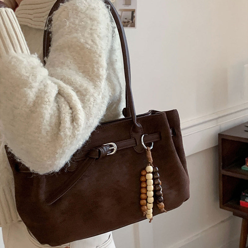 Vintage Large Capacity Suede Tote Bag Underarm Bag