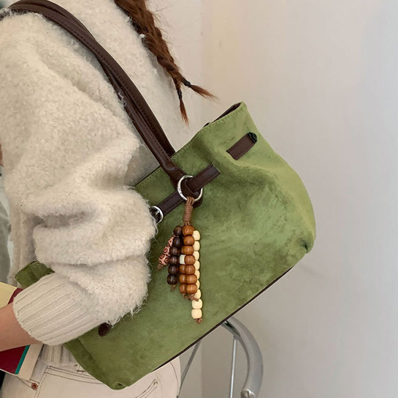 Vintage Large Capacity Suede Tote Bag Underarm Bag