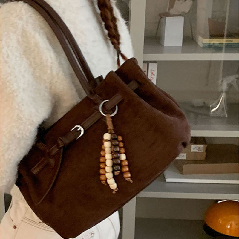 Vintage Large Capacity Suede Tote Bag Underarm Bag