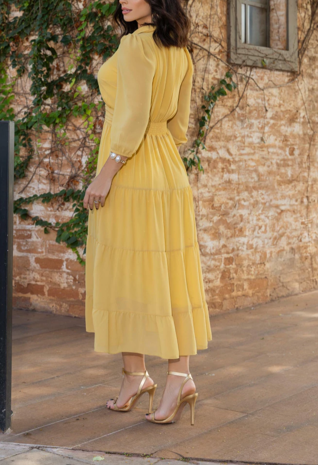 Textured Chiffon Midi Dress