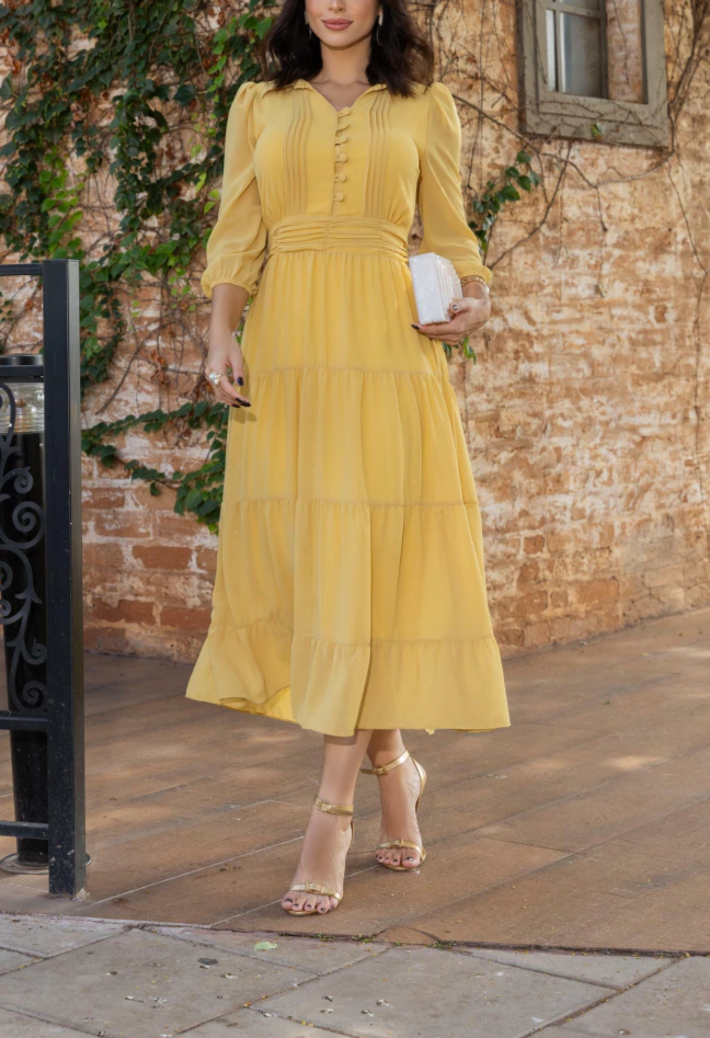 Textured Chiffon Midi Dress