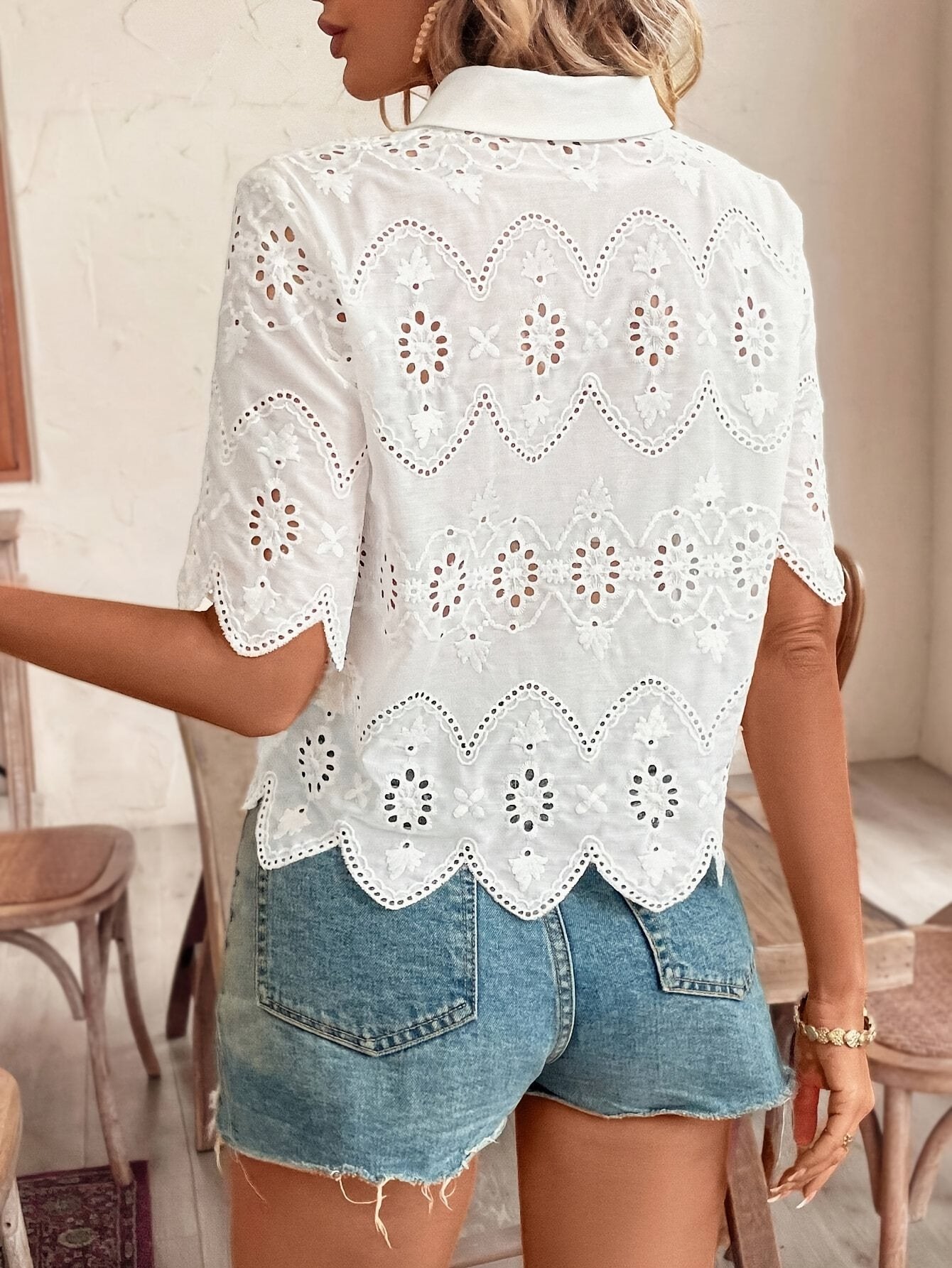 Eyelet Chic Summer Blouse