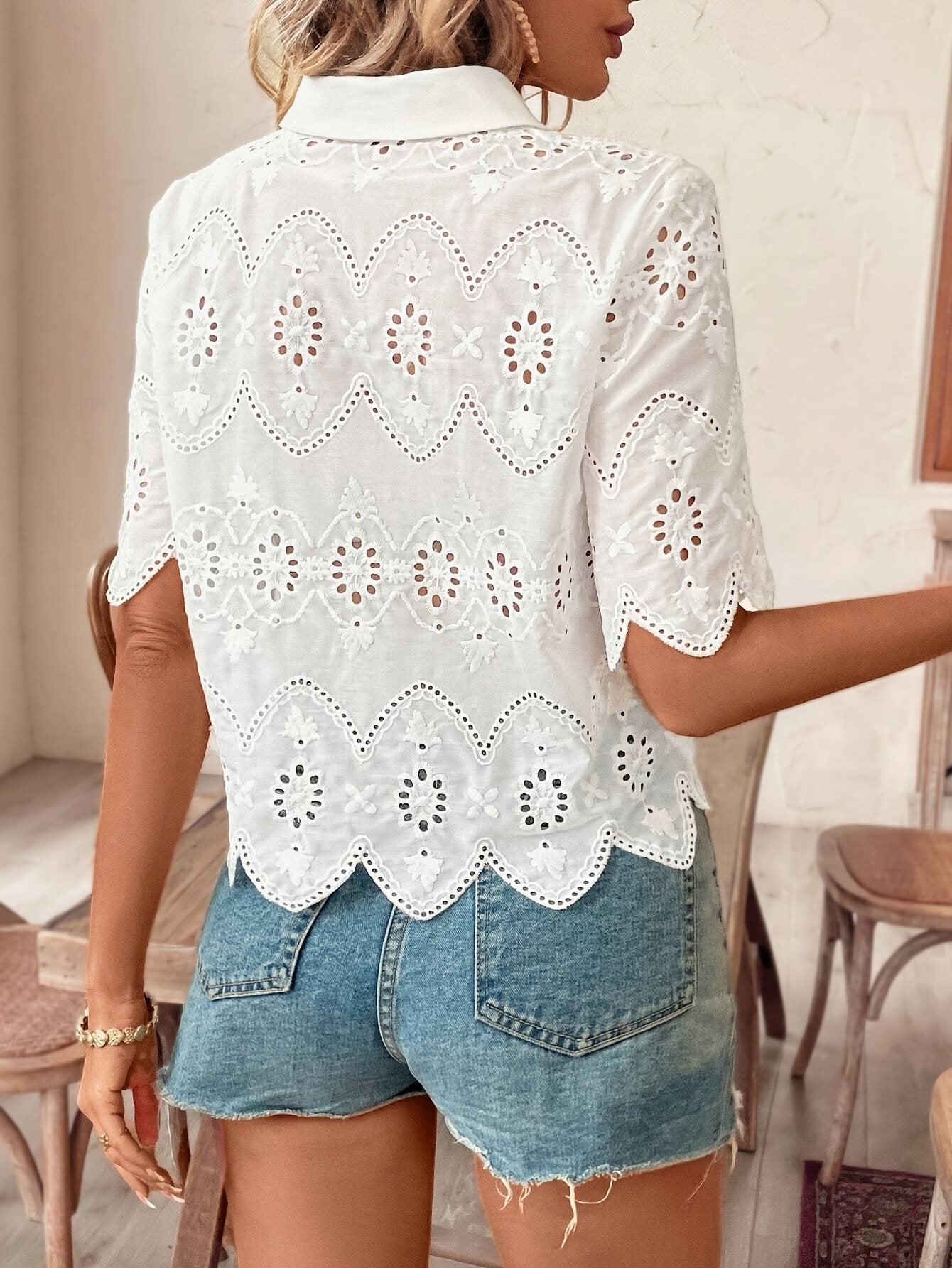 Eyelet Chic Summer Blouse