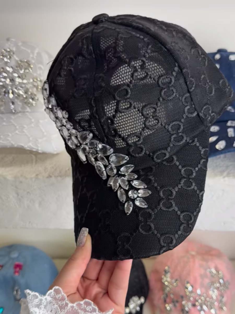 Mesh Rhinestone Sparkle Cap