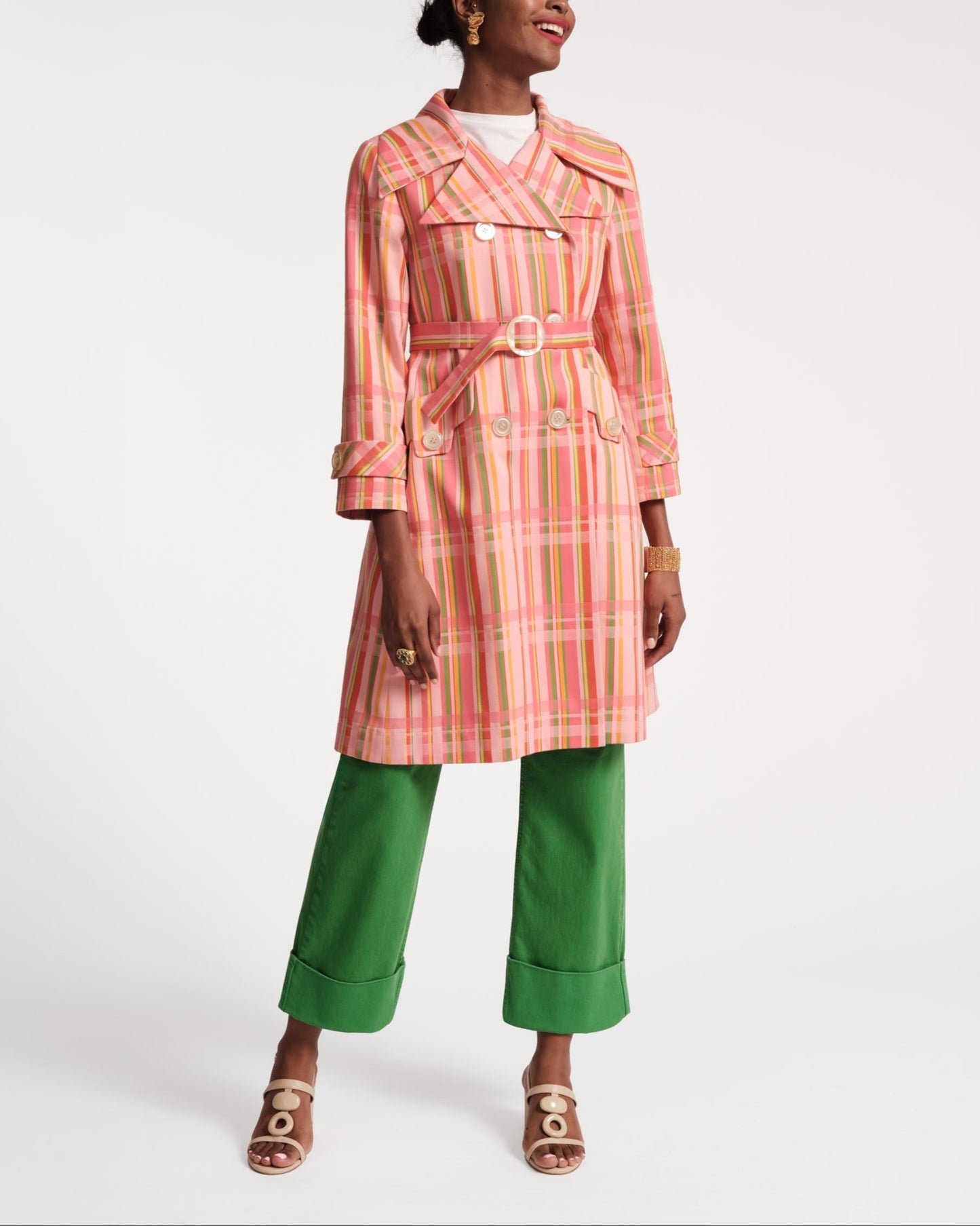 Chic Candy Ribbon Plaid Coat
