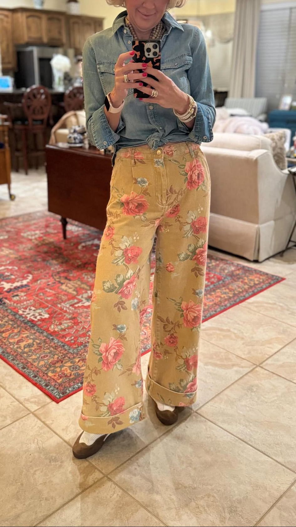 The Double Hem High-Rise Wide-Leg Cuffed Jeans