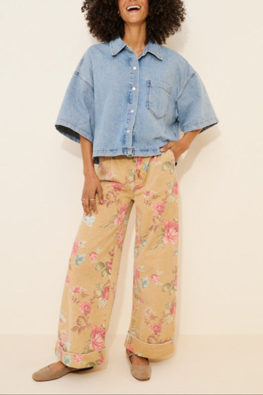 The Double Hem High-Rise Wide-Leg Cuffed Jeans