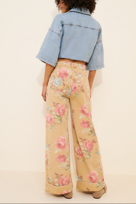 The Double Hem High-Rise Wide-Leg Cuffed Jeans