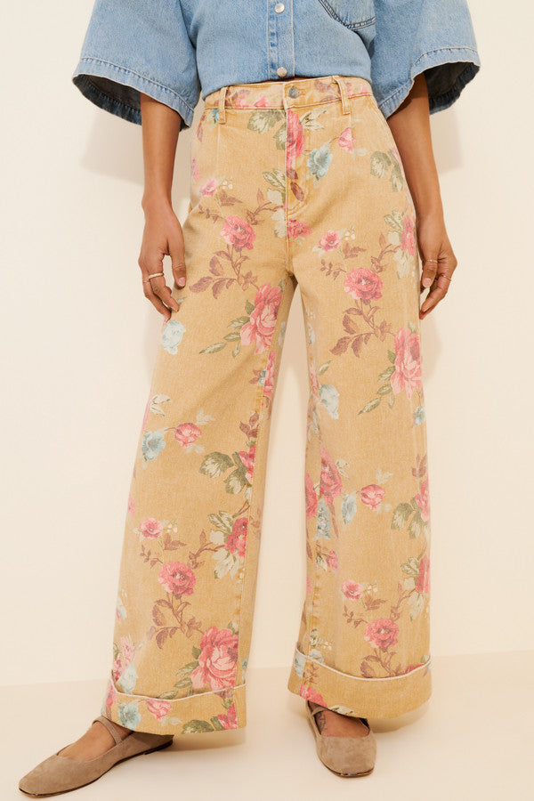 The Double Hem High-Rise Wide-Leg Cuffed Jeans
