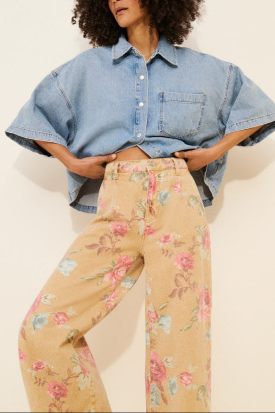 The Double Hem High-Rise Wide-Leg Cuffed Jeans