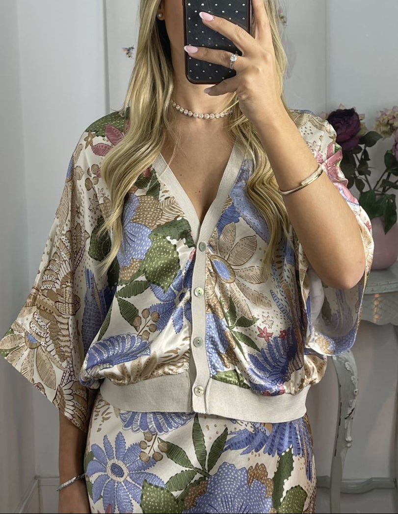 Beautiful Printed Silk Two-Piece Dress