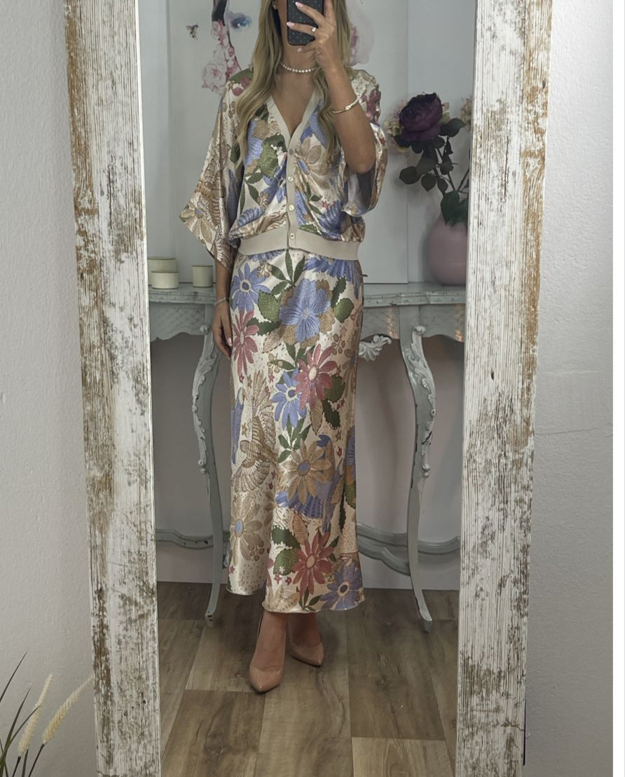 Beautiful Printed Silk Two-Piece Dress
