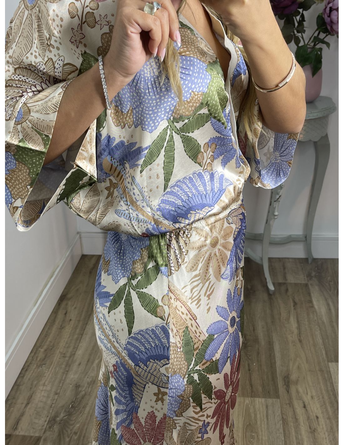 Beautiful Printed Silk Two-Piece Dress
