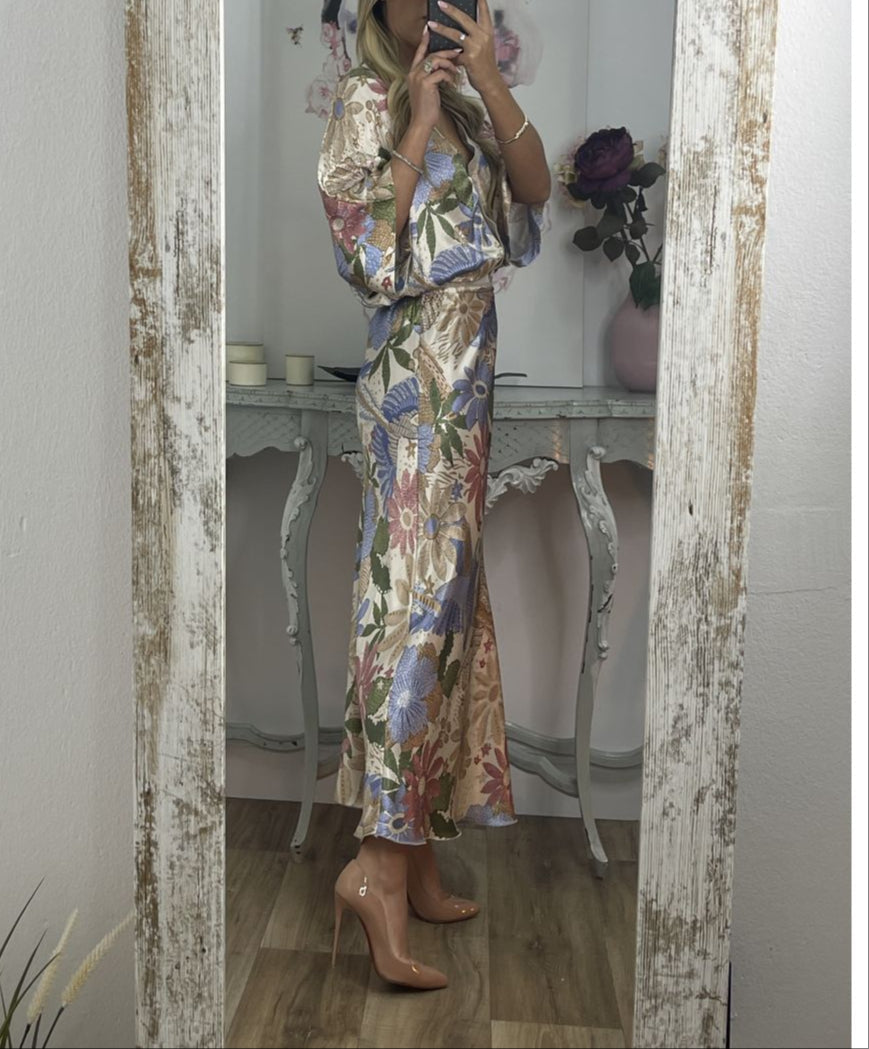 Beautiful Printed Silk Two-Piece Dress