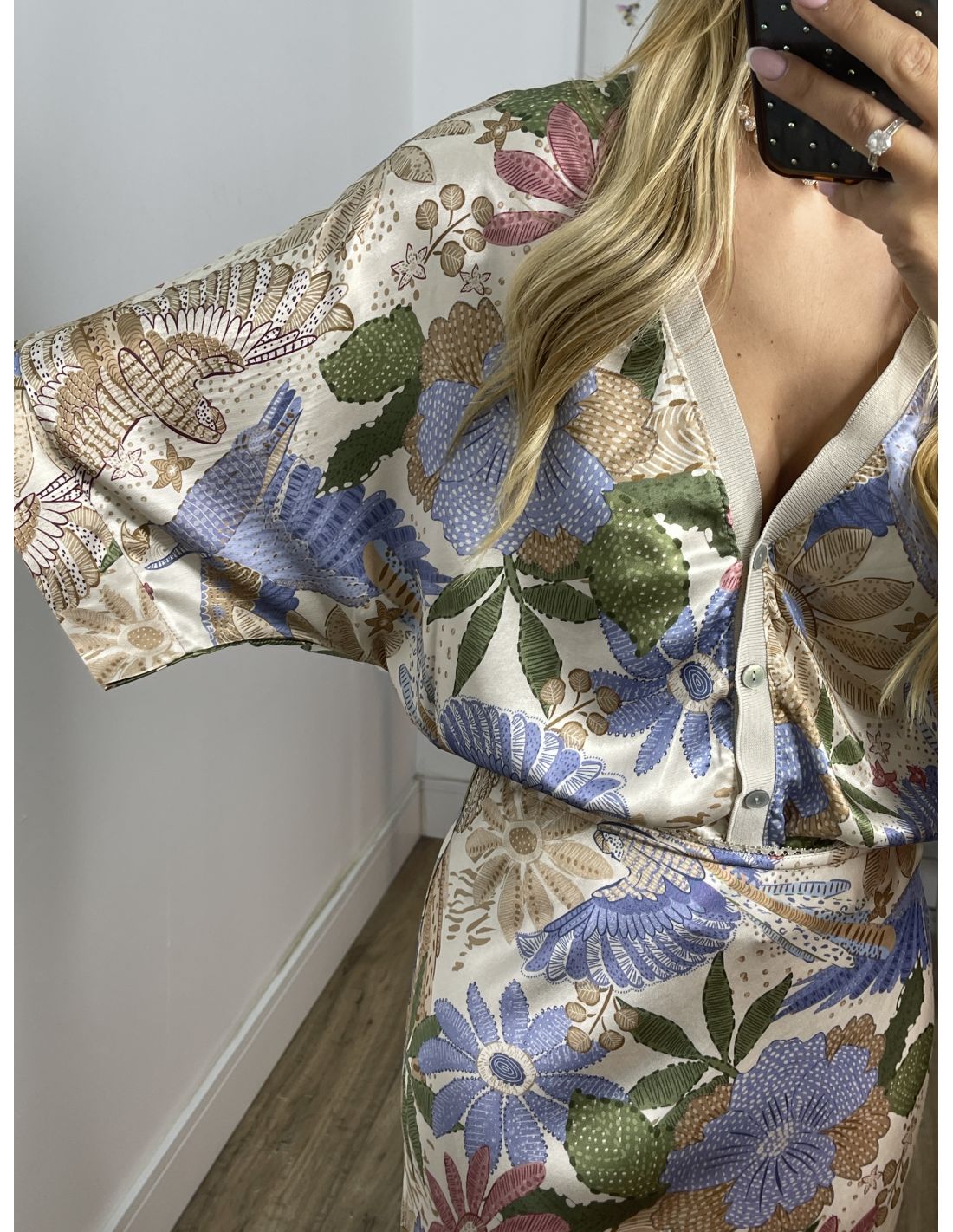 Beautiful Printed Silk Two-Piece Dress