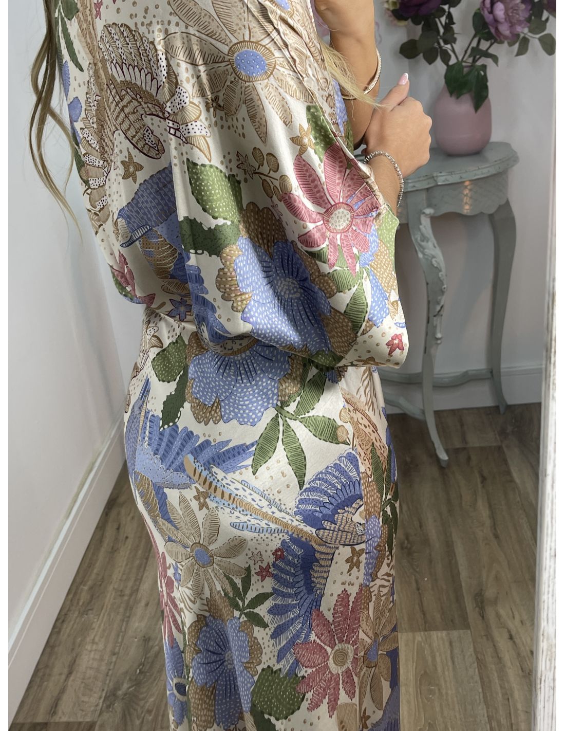 Beautiful Printed Silk Two-Piece Dress