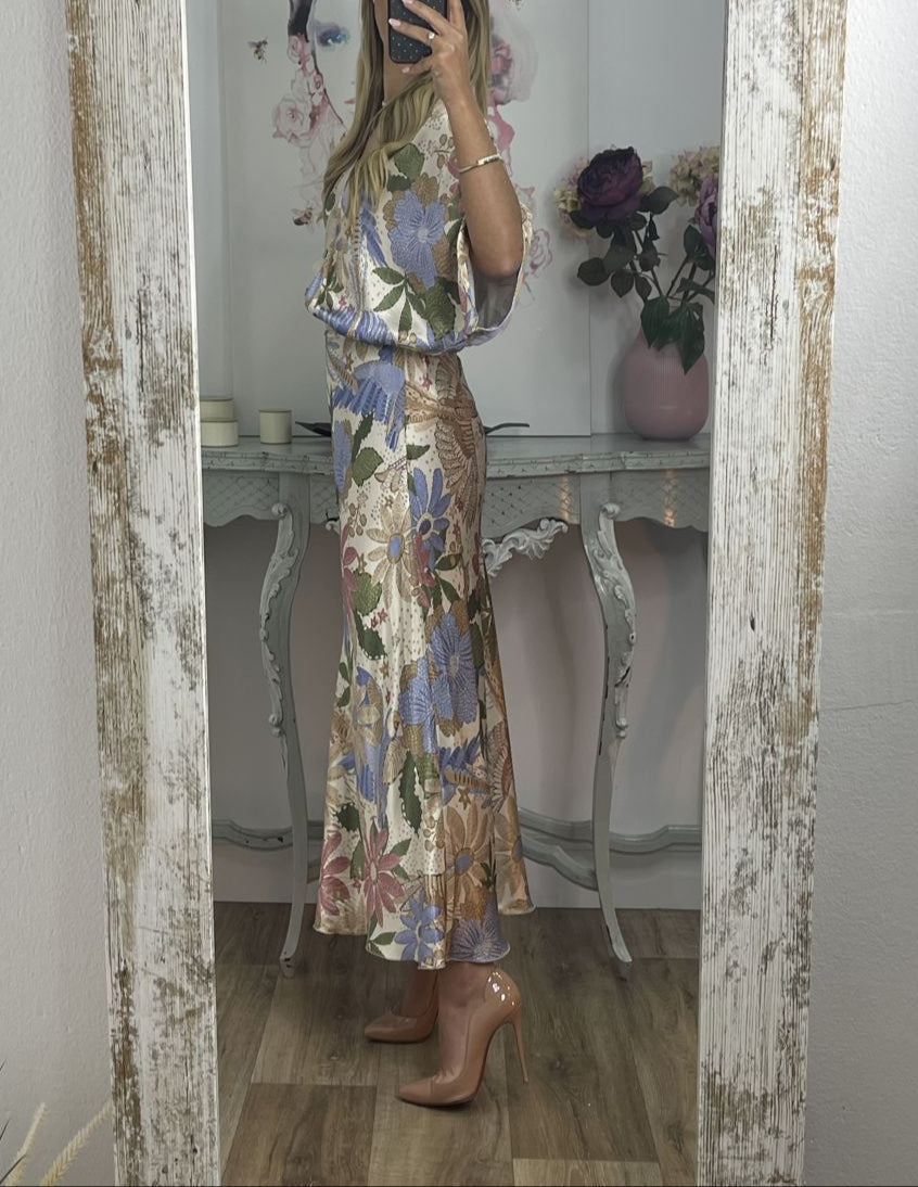 Beautiful Printed Silk Two-Piece Dress