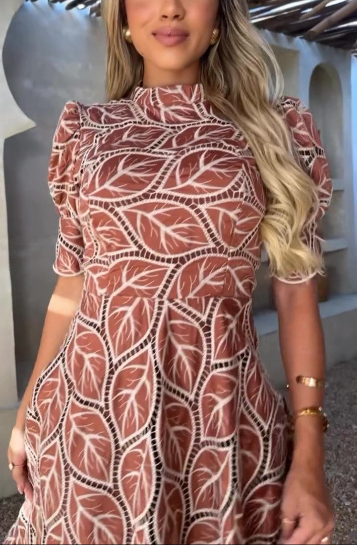 Leaf Print Casual Loose Dress