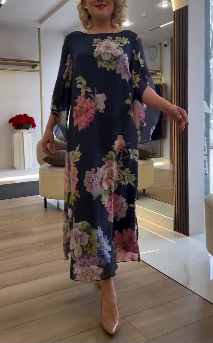 Unique Floral Print Maxi Dress