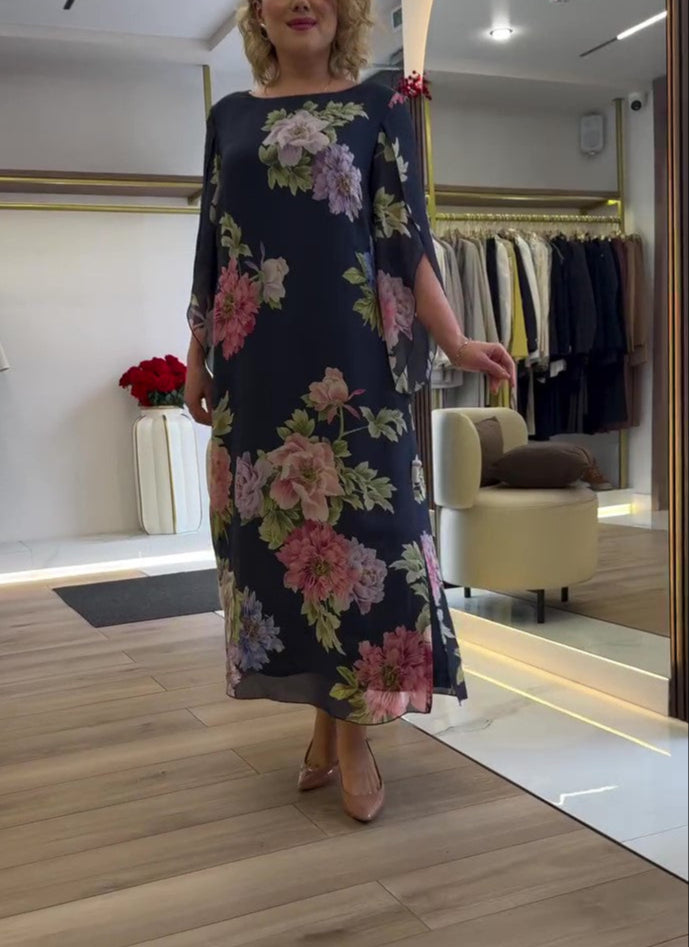 Unique Floral Print Maxi Dress