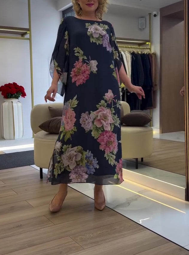 Unique Floral Print Maxi Dress
