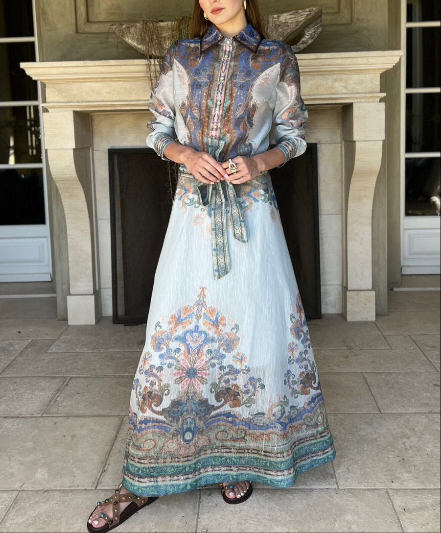 Emhroidered Printed Two-piece Set
