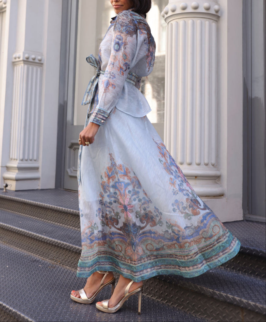 Emhroidered Printed Two-piece Set
