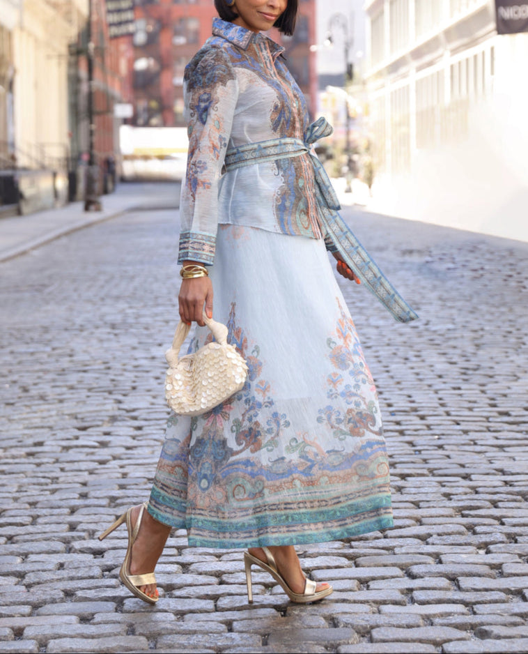 Emhroidered Printed Two-piece Set