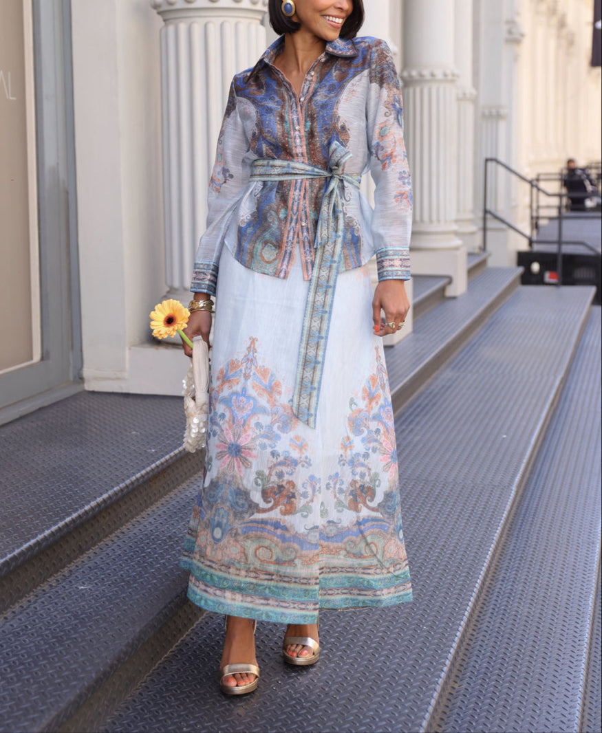 Emhroidered Printed Two-piece Set
