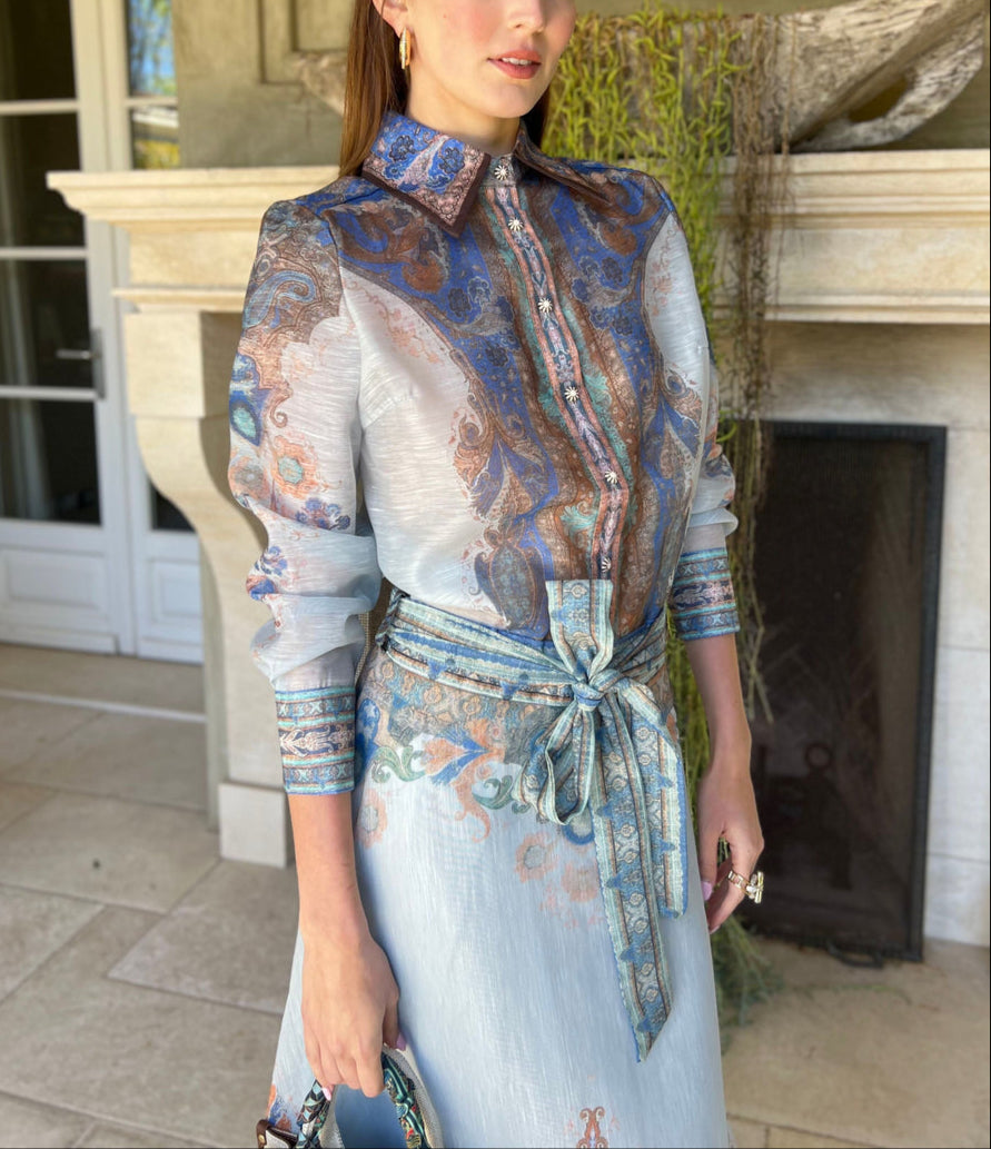 Emhroidered Printed Two-piece Set