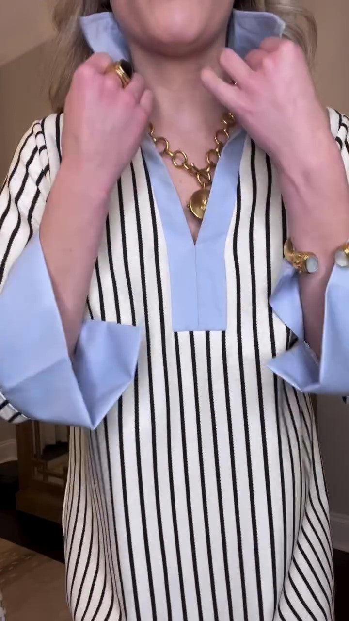 Cream Black Stripes Dress