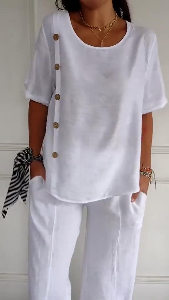 Casual Cotton and Linen Button-Down Shirt