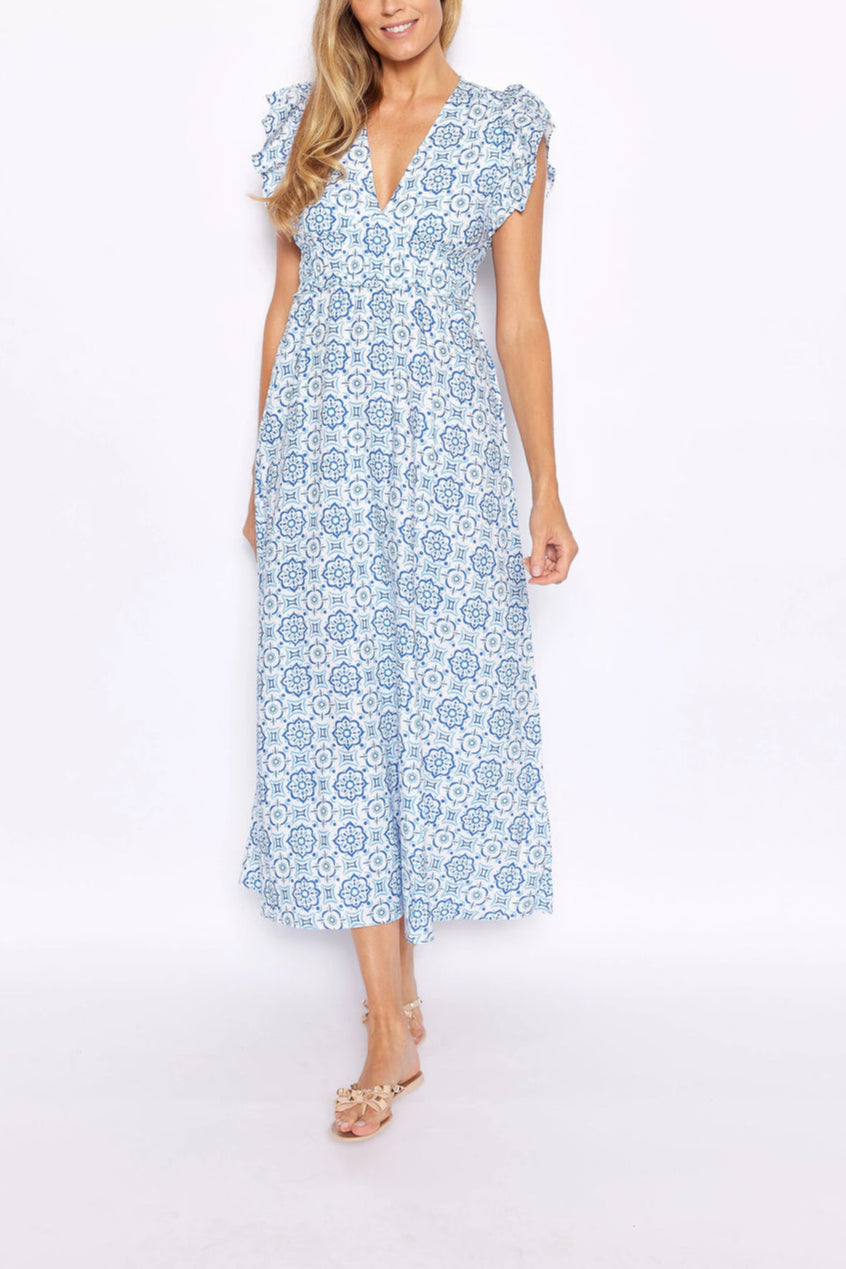 Women's Dark V Blue Printed Dress