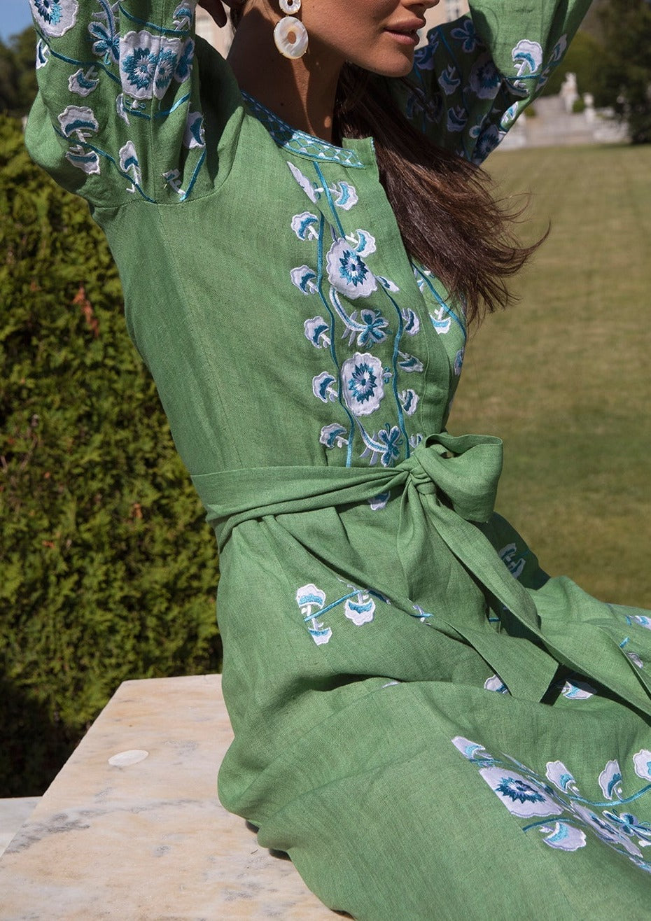 Linen Tie Belt Dress
