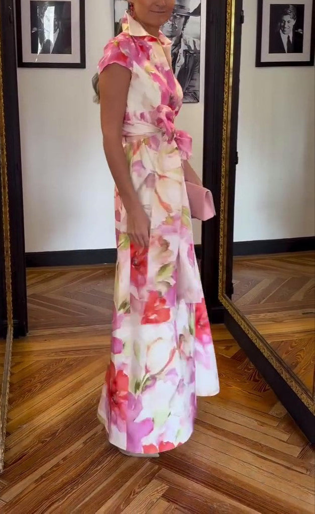Printed Elegant Fashion Tight Waist Dress