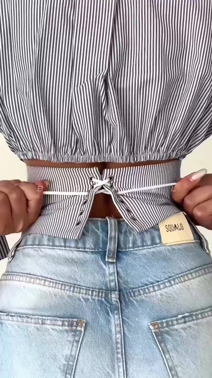 Elegant Waist Elastic Shirt