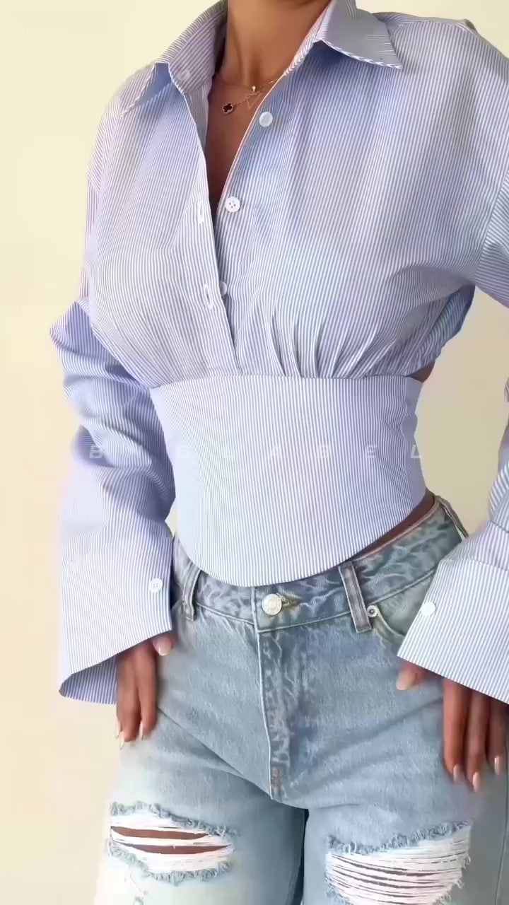 Elegant Waist Elastic Shirt