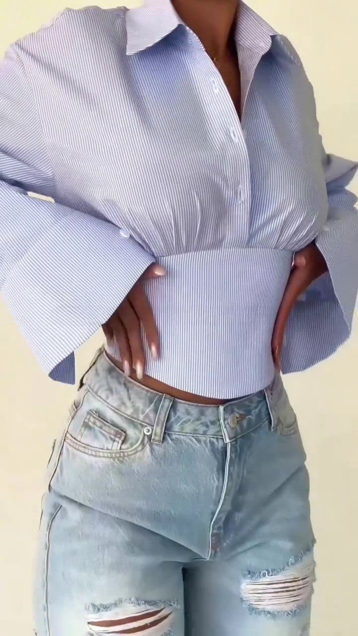 Elegant Waist Elastic Shirt