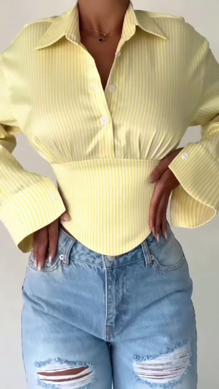 Elegant Waist Elastic Shirt