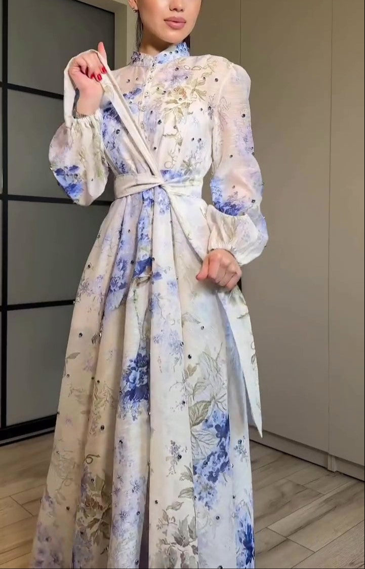 Chiffon Printed Dress 2-Piece Set