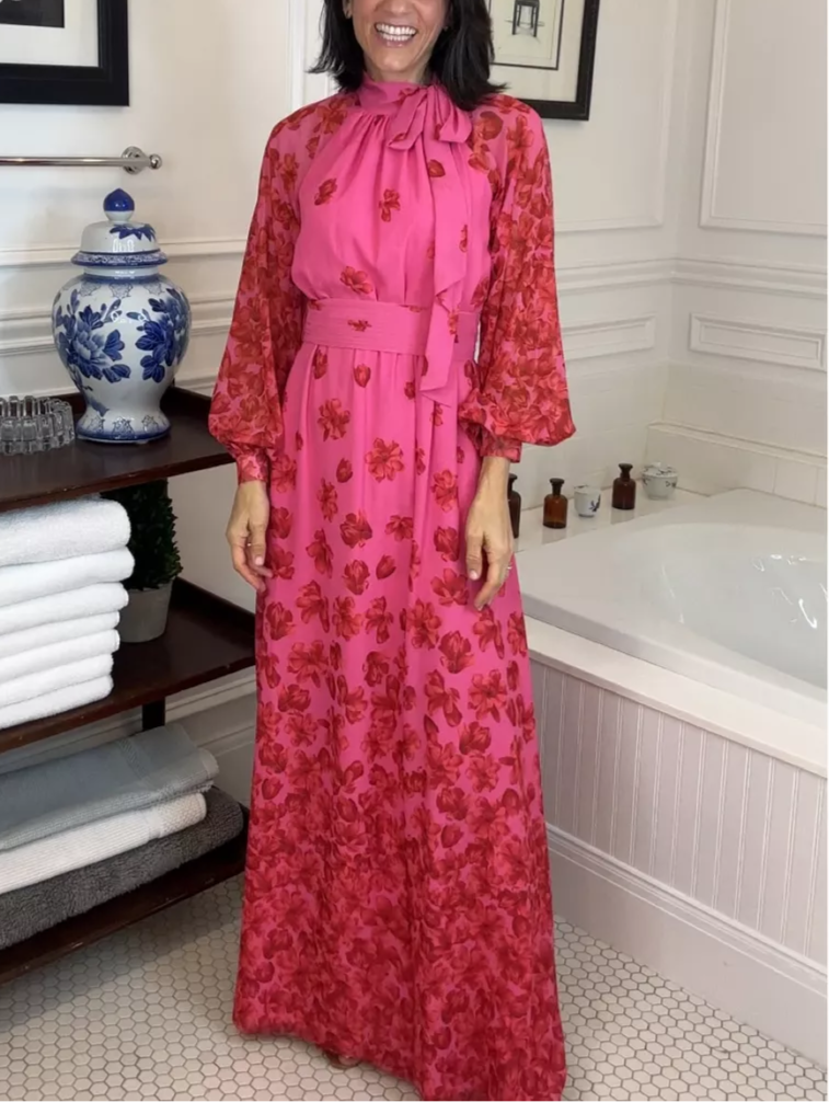 Fashion Flower Pink Gauze Dress