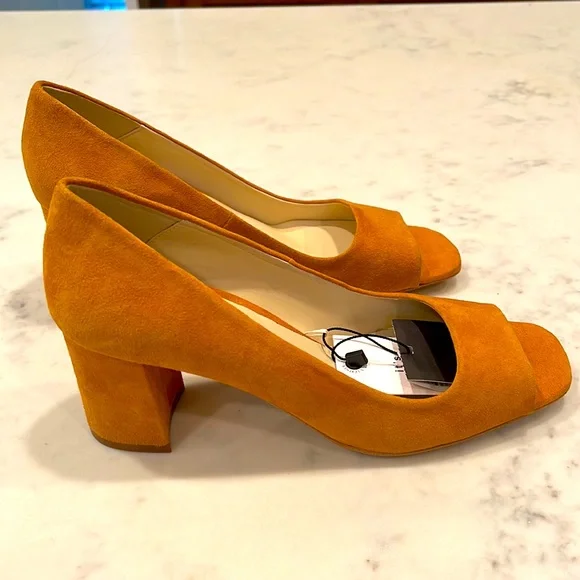 Open Toe Suede Block Heels