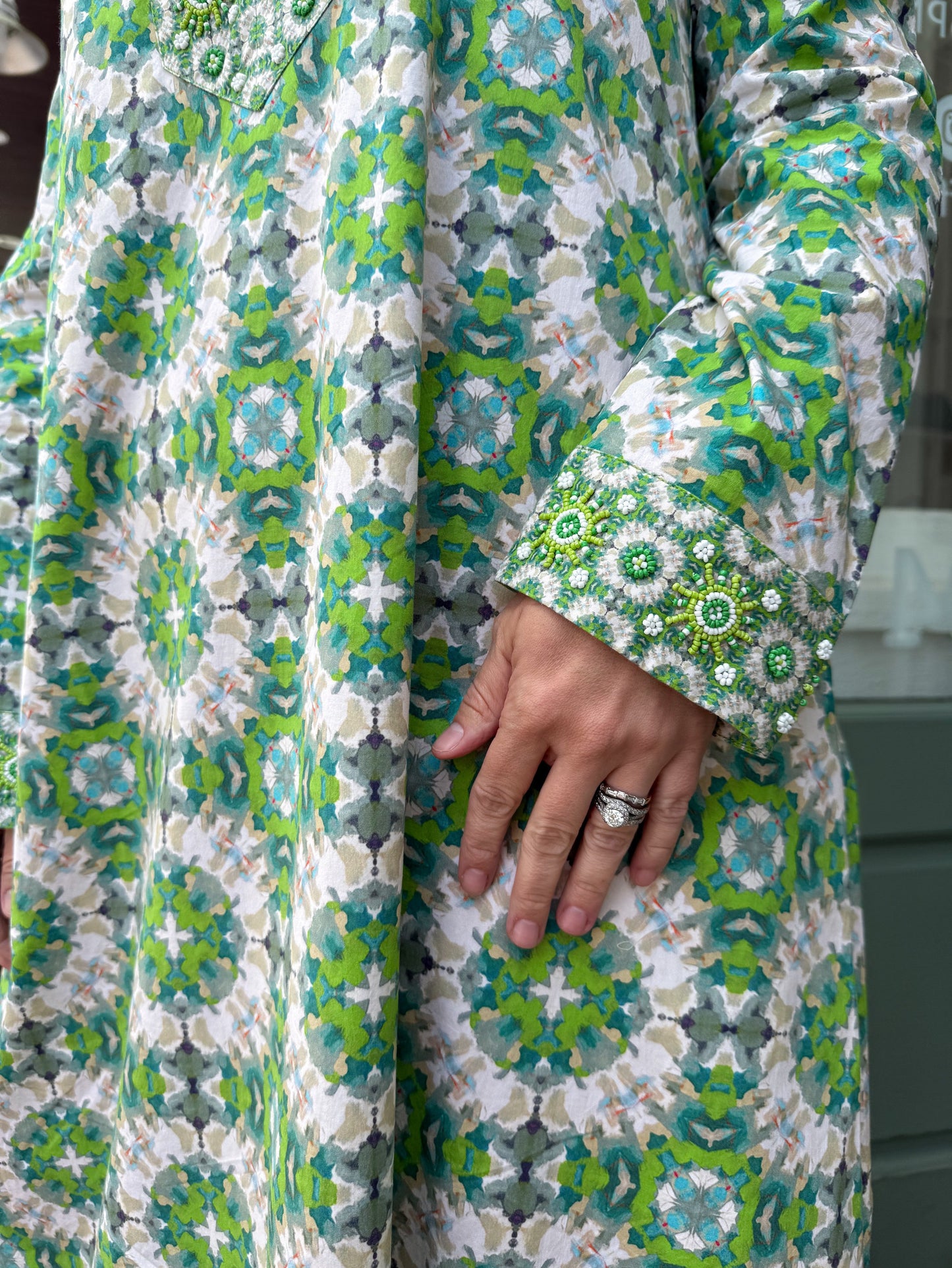 Turtleback Print Kaftan Dress