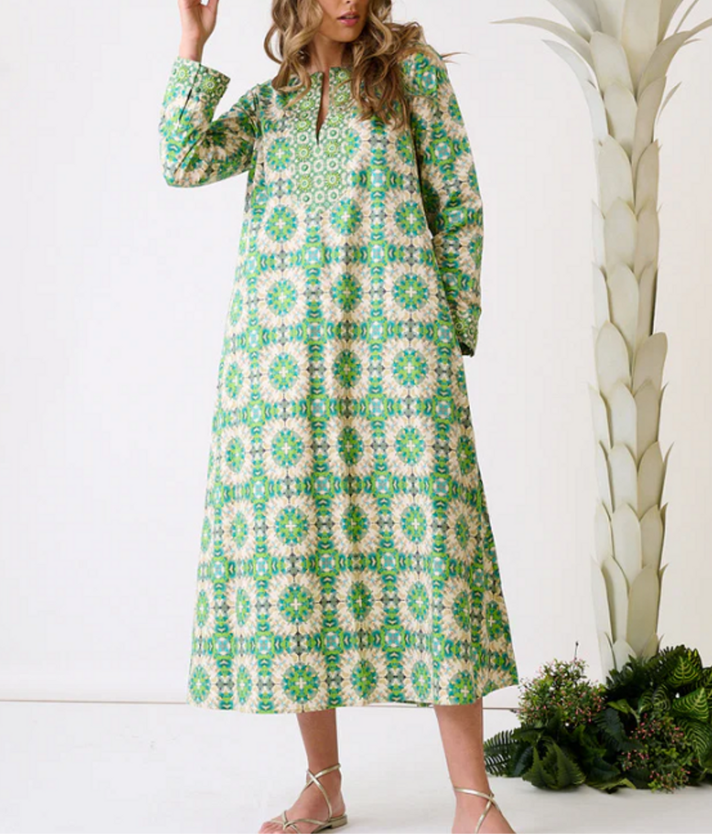 Turtleback Print Kaftan Dress