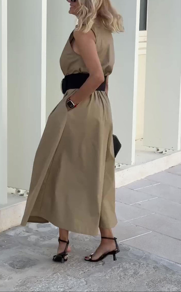 Fashionable Shirt Collar Button-Down Dress