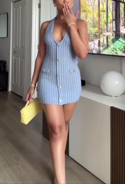Elegant Stretch Halter Dress