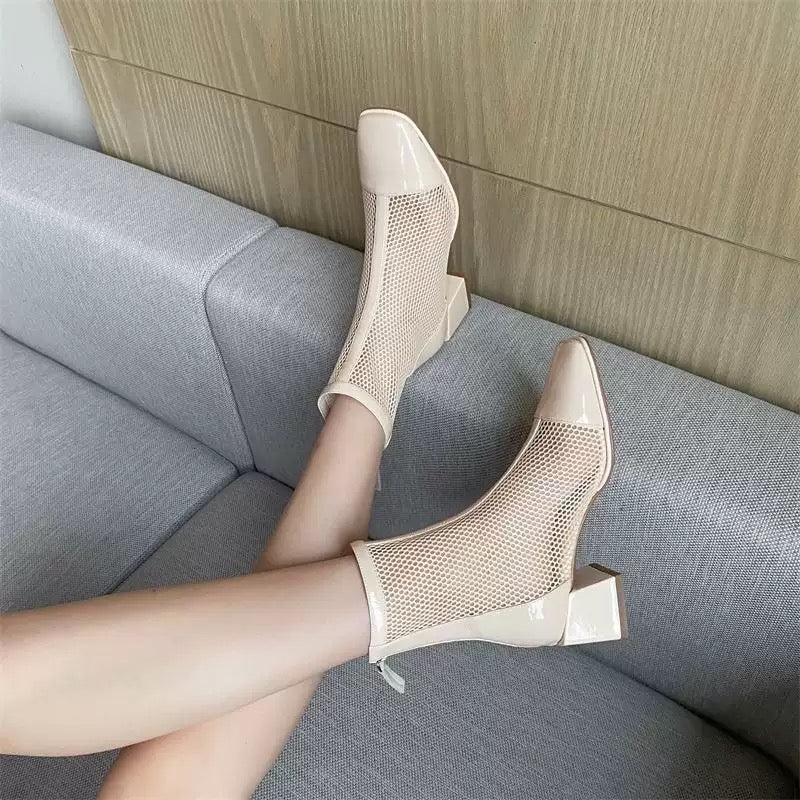 Mesh Breathable Mid-heel Ankle Boots